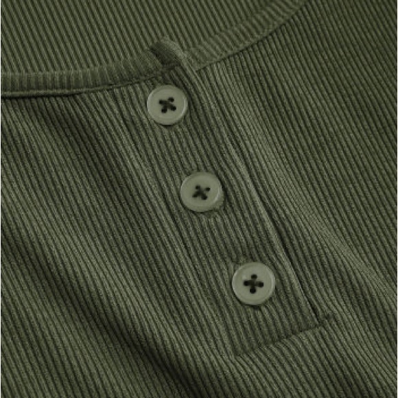 New with Tags - Rib Button Drawstring Ruched Midi Dress - Picture 2 of 6